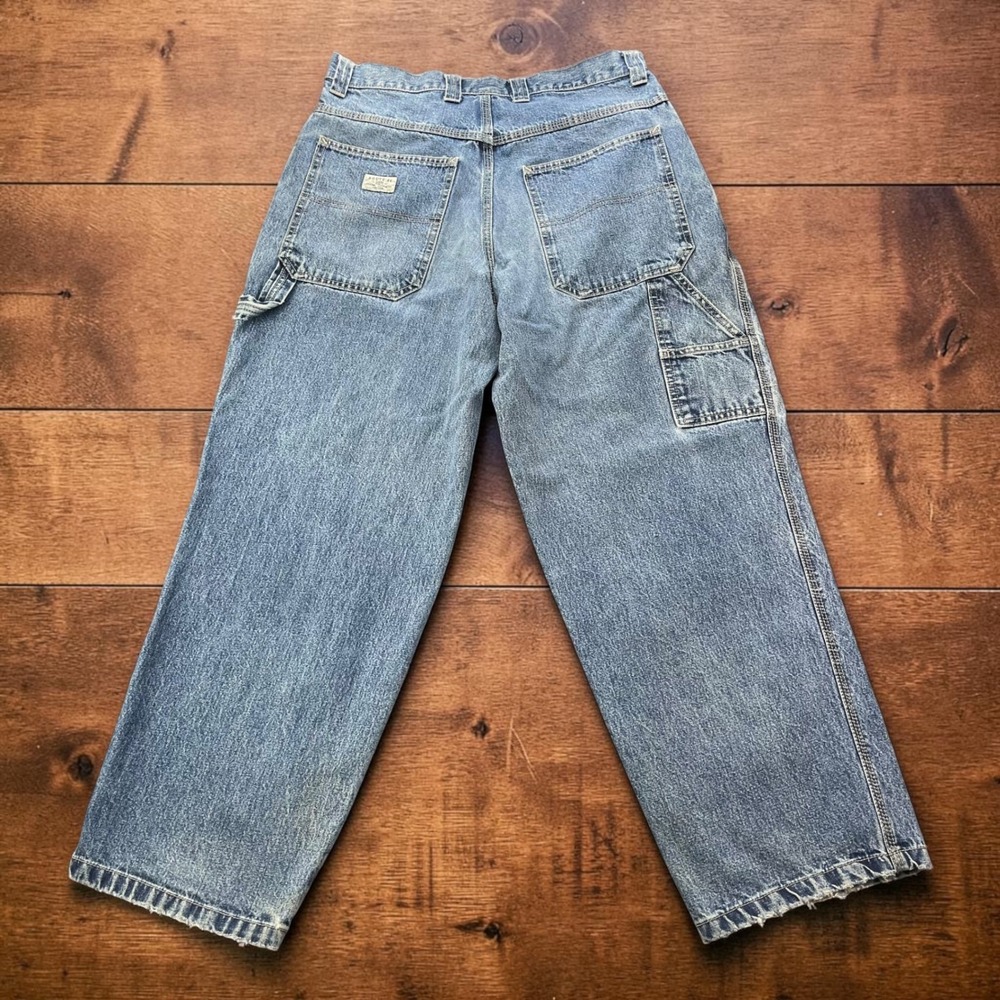 Vintage Route 66 Mens Carpenter Baggy Jeans Denim Workwear Utility Pants 34x30